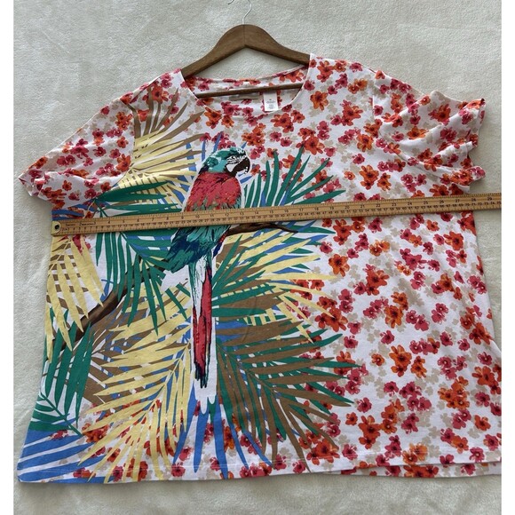 Alfred Dunner Womens Shirt Size 3x Plus Parrot Bird Tropical Leaves Embellished - Picture 4 of 9